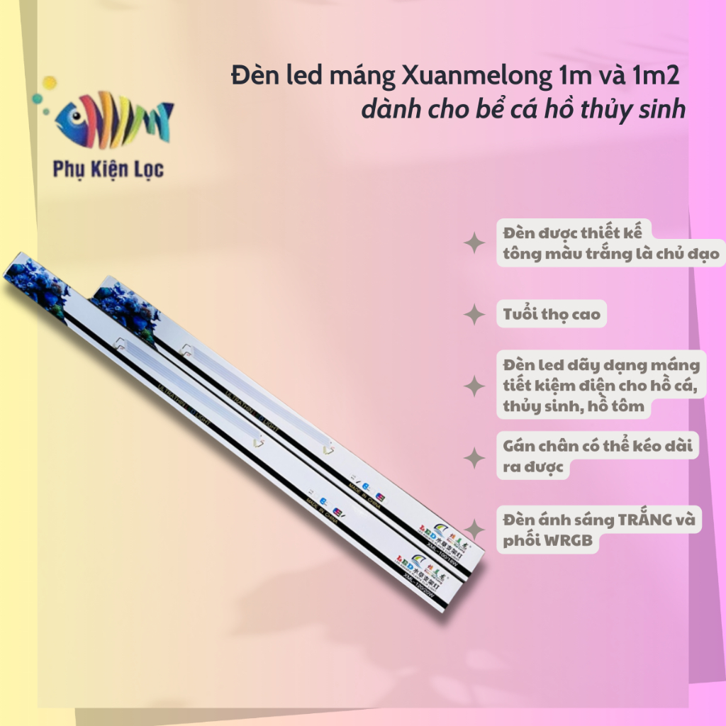 Đèn led máng Xuanmelong XML 1m và 1m2 dành cho bể cá hồ thủy sinh