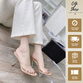 Guốc Zara Bản 1 Quai Trong 2023, Gót Mica Trong, Cao 9p Da Mềm Êm Hàng TQXK Fullbox