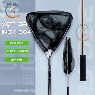 Bộ vợt vớt cá inox chiều dài 2m1 mặt vợt gấp gọn hàng chất lượng Đồ Câu Việt Bắc