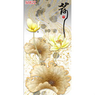 Tranh vải lụa kim sa dán tường 3D tranh hoa sen...