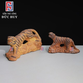 Tượng gốm con Hổ size trung phụ kiện trang trí tiểu cảnh hòn non bộ bể cá chậu cây bonsai
