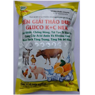 1kg ĐIỆN GIẢI GLUCO KC Giải nhiệt, chống nóng, kích thích tăng trọng, tăng sức đề kháng cho gia súc, gia cầm, chó mèo