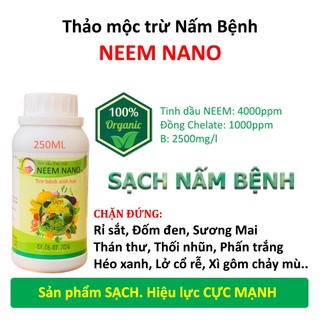 NEEM NANO trừ Nấm Bệnh hại cây trồng, Khỏi lo Thán thư Rỉ sắt Đốm đen Vàng lá Phấn trắng Thối nhũn, 100% từ Thiên Nhiên