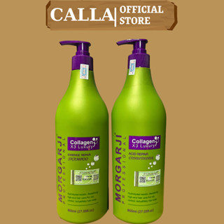 Cặp Dầu Gội COLLAGEN MORGARJI 800ML * 2 Kiềm Dầu Làm Phồng Chân Tóc Phục Hồi Tóc Hư Tổn Siêu Mượt