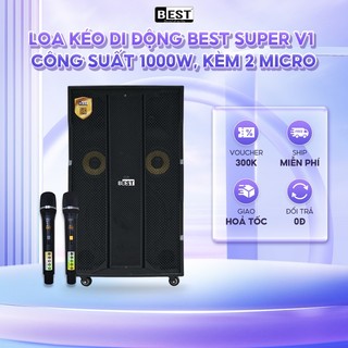 Loa kéo di động best super v1 công suất 1000w, kèm 2 micro