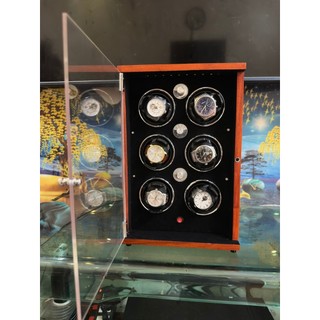 Hộp xoay, tích cót, lắc đồng hồ cơ gỗ hương đá 6 xoay viphd6 led + cov