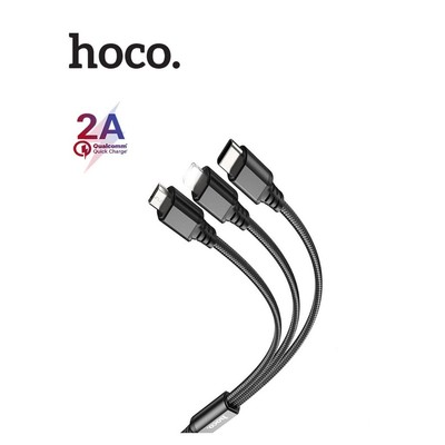 Dây sạc Hoco X76 3IN1 sạc nhanh 2A vải dù siêu bền thiết kế chống gập dài 1M dành cho Smartphone/ip