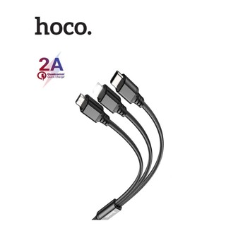 Dây sạc Hoco X76 3IN1 sạc nhanh 2A vải dù siêu bền thiết kế chống gập dài 1M dành cho Smartphone/ip