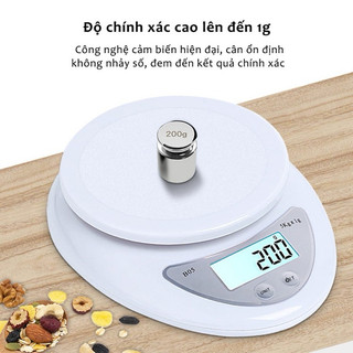 Cân tiểu ly điện tử nhà bếp mini định lượng 1g - 5kg làm bánh độ chính xác cao tặng kèm 2 pin aaa