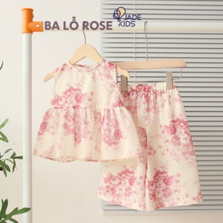 Bộ ba lỗ bé bái, bộ đồ bé gái Jadekids chất liệu vải mềm nhẹ quần ống xuống thoáng mát cho bé từ 7kg tới 19kg