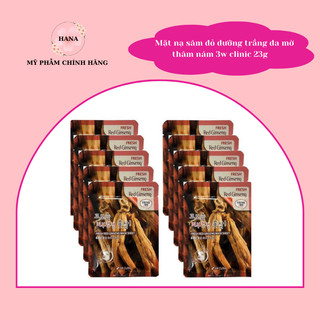 Combo 10 miếng Mặt nạ nhân sâm kích trắng da 3W Clinic Fresh Red Ginseng Mask Sheet 23g