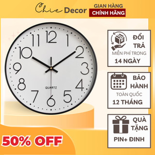 Đồng hồ treo tường 35cm Quartz cao cấp kim trôi
