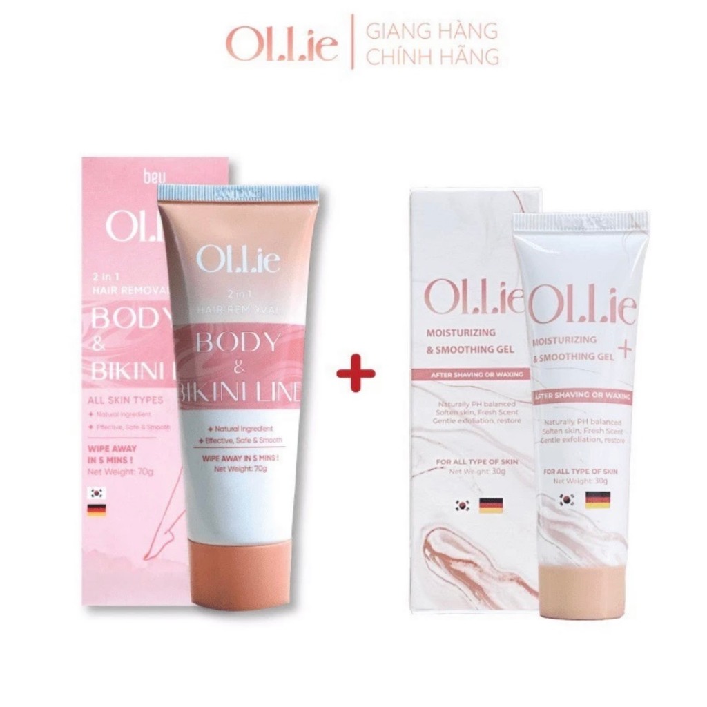 Bộ 2 Chai Kem Tẩy Lông 50ml Và Gel Dưỡng Da Sau Tẩy 50ML Ollie