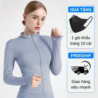 Áo Khoác Thể Thao Nữ Ôm Body Dài Tay Co Dãn, Thoáng Khí Và Chống Thấm Mồ Hôi