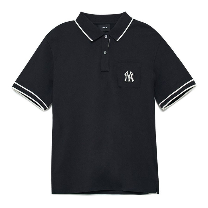 CHÍNH HÃNG - Áo Polo MLB New York Yankees NY Black Woman Shirt (dáng nữ, form nhỏ)