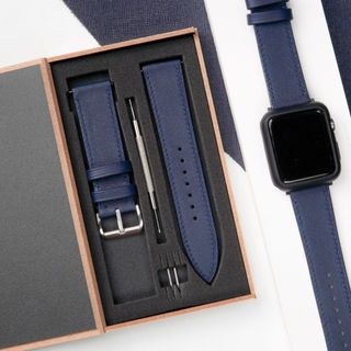 Dây đồng hồ da nam nữ da Swift xịn khâu tay thủ công lót Zermatt dành cho Apple Watch, iWatch, Ultra, đồng hồ thông minh