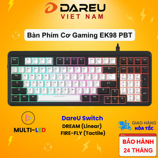 Bàn phím cơ DAREU EK98 WHITE BLACK (Multi-Led ,PBT Double Shot OEM profile,DareU DREAM / FIREFLY sw)