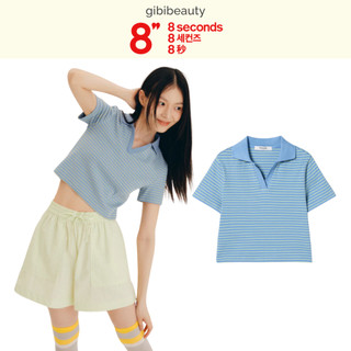 Áo 8seconds striped ribbed collar t-shirt