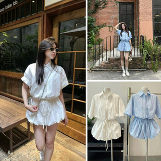 [HÀNG SẴN] Bộ Jumpsuits chất gió liền quần dáng bí cổ sơ mi BUBU DRESS