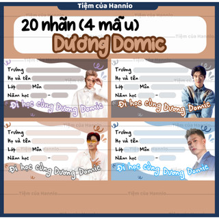 Bộ 20 Nhãn vở in hình Dương Domic kích thước 7.4x4.2cm