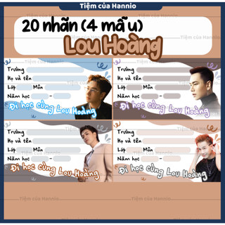 Bộ 20 Nhãn vở in hình Lou Hoàng, kích thước 7.4x4.2cm
