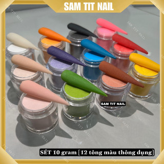 Sét 12 màu bột đắp móng Mỹ 5in1 dẻo dễ vuốt [nặn hoa, bột nhúng, ombre, đắp, mable] (sét 5g-10g)