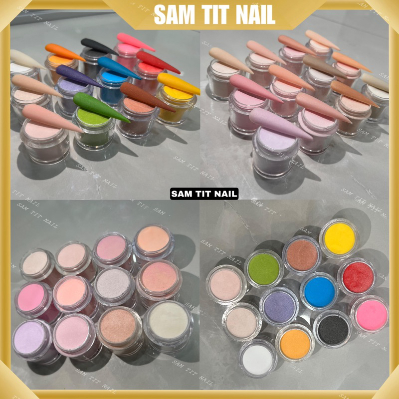 Sét 12 màu bột đắp móng Mỹ 5in1 dẻo dễ vuốt [nặn hoa, bột nhúng, ombre, đắp, mable] (sét 5g-10g)