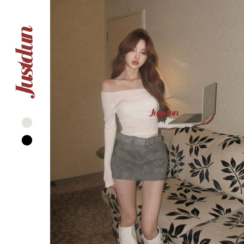 Áo Trễ Vai Tay Dài Nữ JUSTDUN D69 - Ôm Body, Basic, Cotton Mềm Mịn, Tôn Dáng, Thoáng Mát, Co Giãn | BigBuy360 - bigbuy360.vn