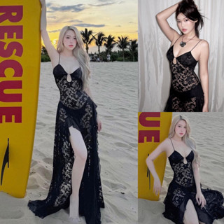 Bigsize Váy 2 dây body ren hoa xẻ đùi dáng maxi gợi cảm mùa hè đi biển siêu hot 55-95kg