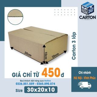 (Combo) 10 hộp carton 30x20x10 đóng hàng hộp giấy giá rẻ