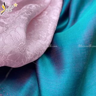 Lụa may áo dài - SILK – hoa cúc màu hồng phấn- CU65