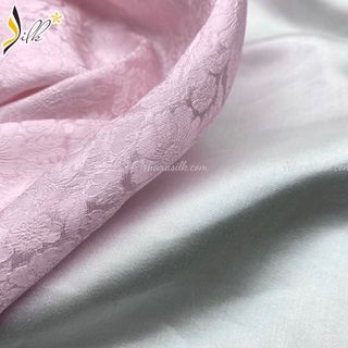 Lụa may áo dài - SILK – hoa cúc màu hồng phấn- CU65