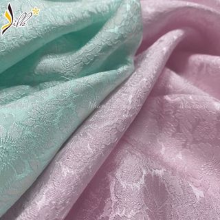 Lụa may áo dài - SILK – hoa cúc màu hồng phấn- CU65