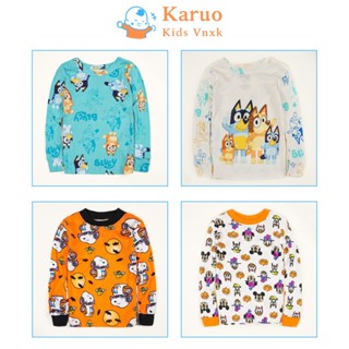 Áo phông dài tay cotton cho bé gái và bé trai VNXK  in hình size nhí 7kg - 20kg