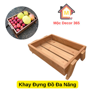  Khay Gỗ 1 Tầng Để Hoa Quả Trái Cây Kệ Đựng Đa Năng Dụng Cụ Nhà Bếp Decor 