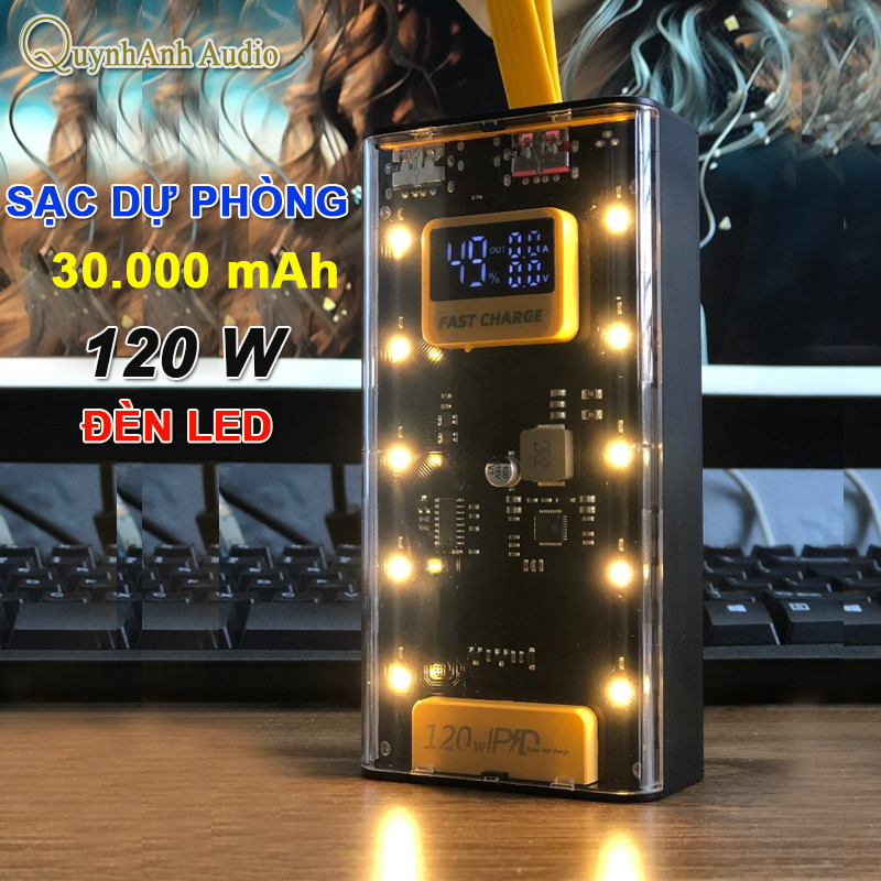 Cục Sạc Dự Phòng HD 88 - 120W Dung Lượng 30.000 mAh - POWER BANK 6 Cổng Kết Nối Đa Nhiệm Model 2024