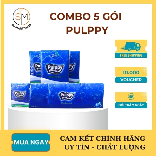 [COMBO 5 LỐC] Khăn giấy mini PULPPY (1 lốc 10 gói nhỏ)