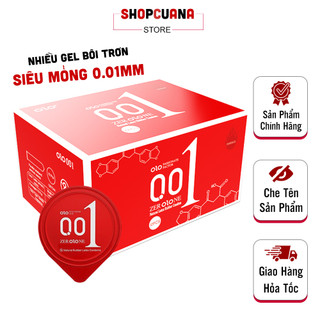  Bao Cao Su Olo Đỏ 001 Bcs Siêu Mỏng Truyền Nhiệt Nhanh Nhiều Gel Bôi Trơn Size 52mm  Hộp 10C  