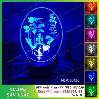 Đèn tranh thư pháp Cha Mẹ, Đèn ngủ thư pháp Cha Mẹ, Đèn led đổi màu decor phòng, Qùa tặng Cha Mẹ