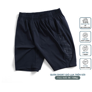 Quần short đùi nam thể thao tập gym,chạy bộ chất gió lụa cao cấp co giãn 4 chiều form trên gối có bigsize 130kg  KEYLAZE