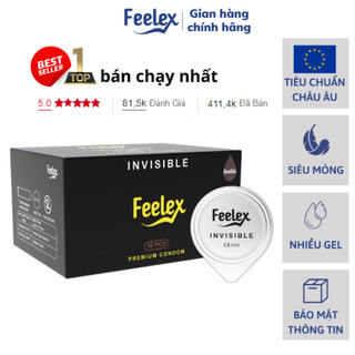 Bao cao su Feelex siêu mỏng, kéo dài thời gian, gân gai, nhiều gel bôi trơn - Hộp 10 bcs