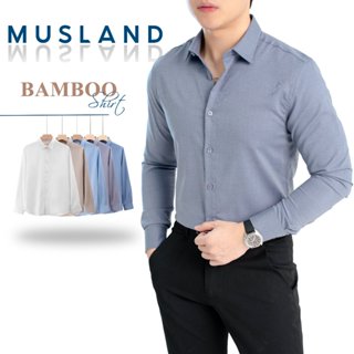 Áo Sơ Mi Nam Tay Dài Musland Dài Tay Trơn Basic Vải Bamboo Sợi Tre Cao Cấp Chống Nhăn Tốt Công Sở SM23031