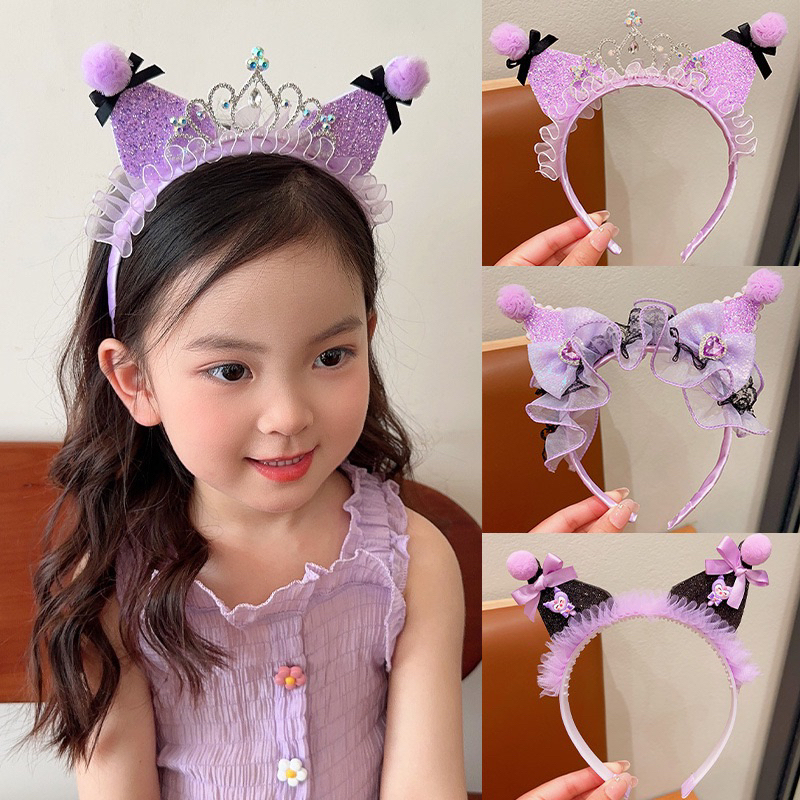 Sỉ bờm Noel phát sáng, bờm tóc hình KUROMI, bờm tóc tai mèo bọc vải không gây đau tóc cho bé