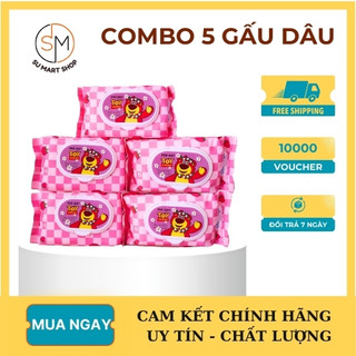 Khăn giấy ướt gấu dâu