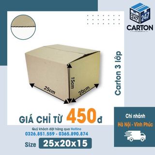 (Combo) 10 hộp carton 25x20x15 đóng hàng hộp giấy giá rẻ