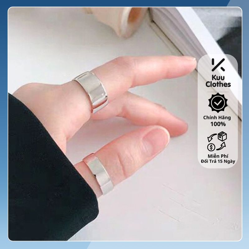 Nhẫn nam bạc thời trang Plain Ring Bản Nhỏ Mỏng Kuu Clothes Basic Unisex đơn giản Titan không gỉ - Plain Ring Bản Nhỏ