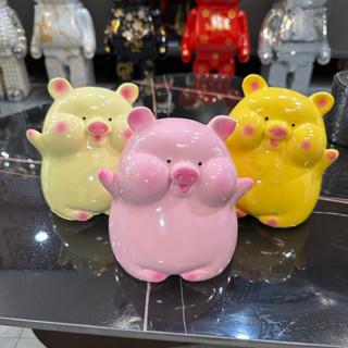  Heo đất lợn đất bánh bao sz bé 15cm x 15cm x 13cm ống tiết kiệm đựng tiết kiệm - Chin Decor 