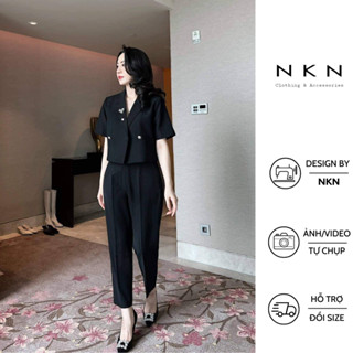 Áo vest nữ, vest ngắn tay NKN Cameria màu đen, thiết kế dáng croptop trẻ trung, chất liệu cao cấp.