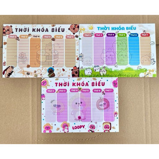 Set 3 tờ thời khoá biểu