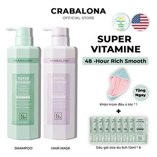 Combo dầu gội + kem ủ xả tóc Crabalona phục hồi dưỡng tóc suôn mượt bồng bềnh 710 ml